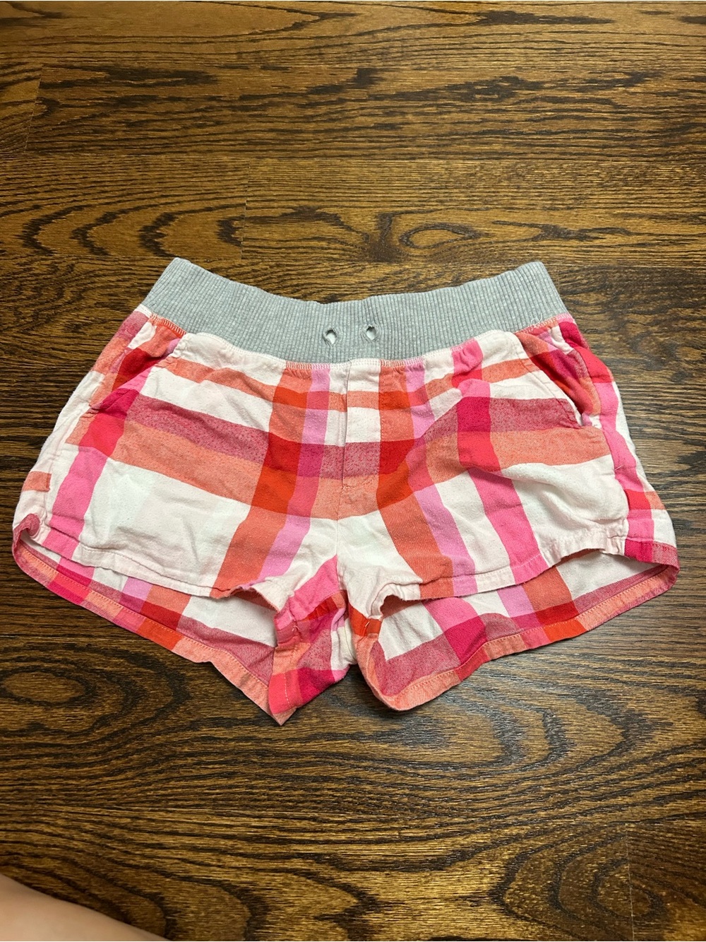 aerie Plaid Pink & Orange Athletic Lounge Shorts